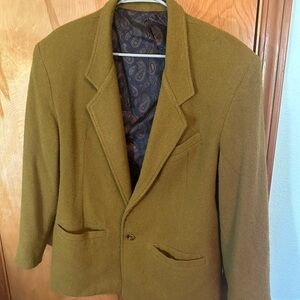 Retro avocado green, felted blazer with silk lining